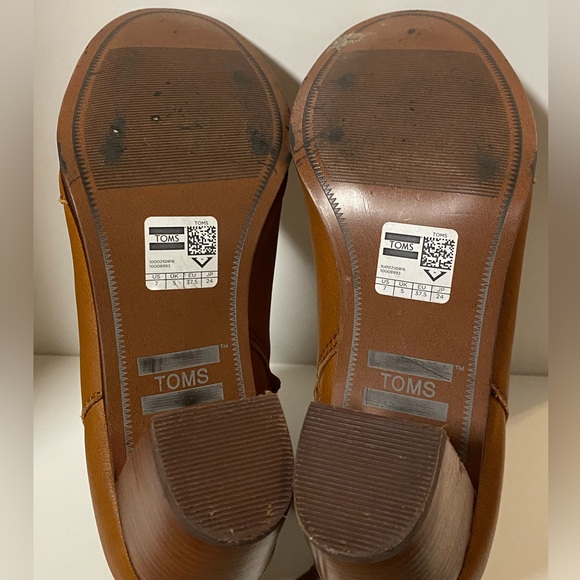 Toms Booties Women’s 7 Brown Leather Lunata Boots Casual Round Toe Block Heel - Picture 12 of 13